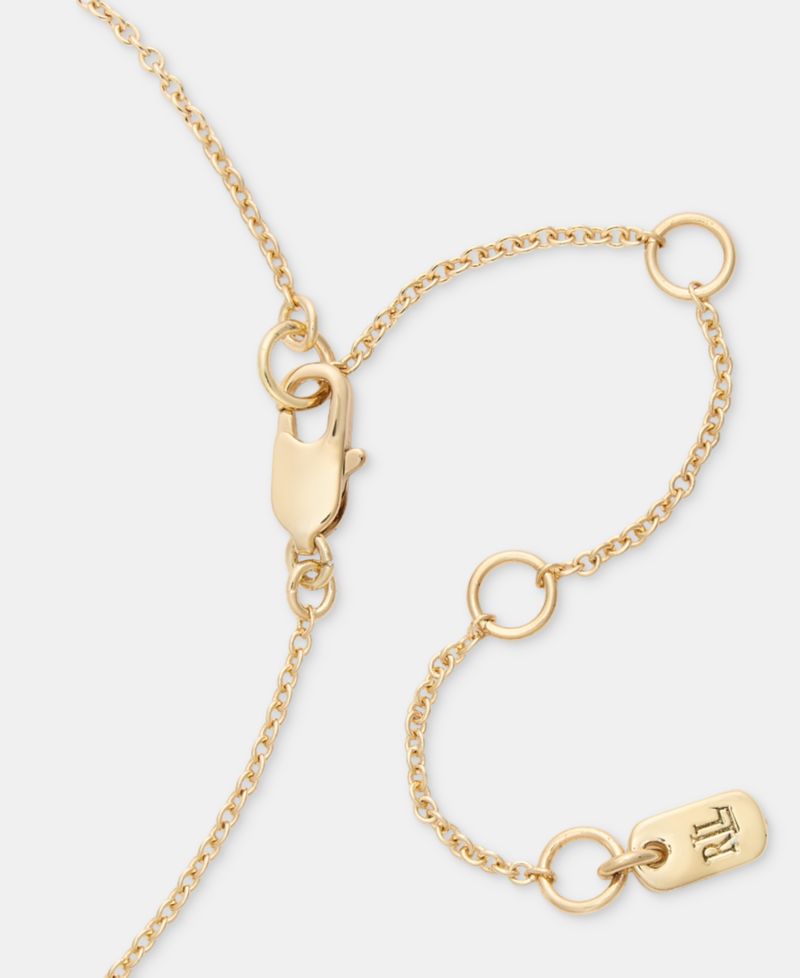 Gold-Tone Boxed Blue Stone Pendant Necklace