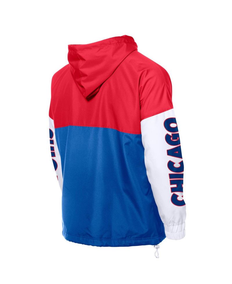 Men's Royal/Red Chicago Cubs Color Block Full-Zip Hoodie Windbreaker Jacket