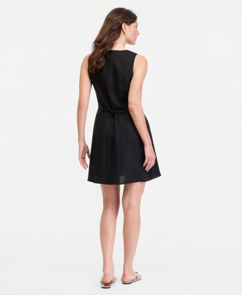 Women's Linen-Blend V-Neck Mini Dress