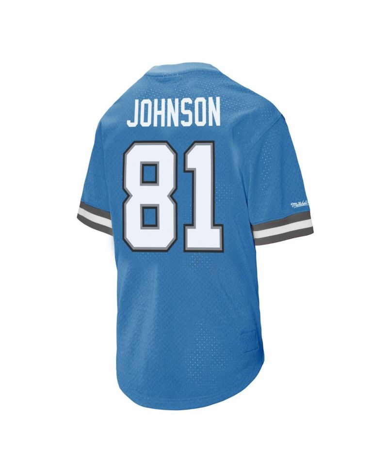 Men's Calvin Johnson 81 Blue Detroit Lions Retired Player Name & Number Mesh T-Shirt