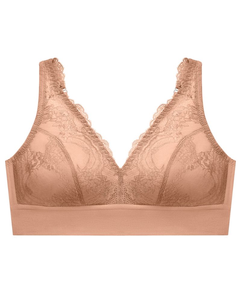 Plus Size Full Figure Bramour Lexington Lace Plunge Wireless Bralette 7013