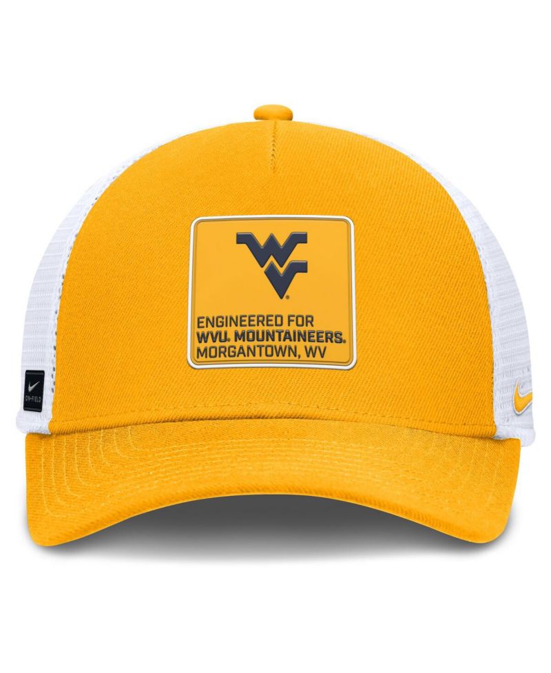 Men's Gold/White West Virginia Mountaineers 2025 On-Field Rise Engineered Trucker Adjustable Hat