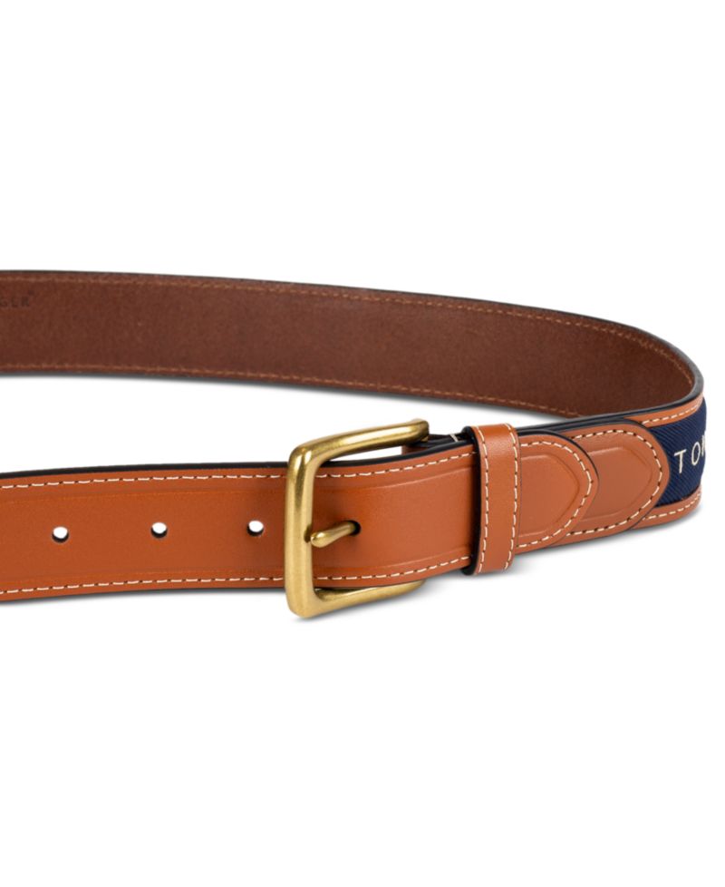 35MM Men's Tri-Color Ribbon Inlay Leather Belt