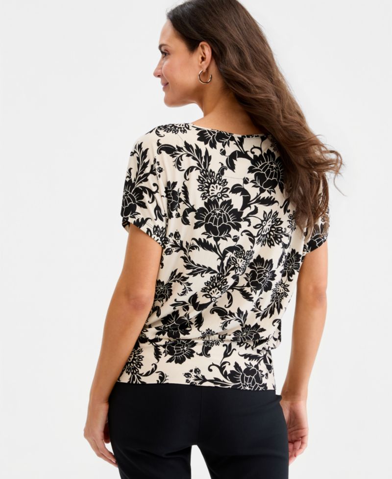 Petite Bianca Floral Banded-Hem T-Shirt