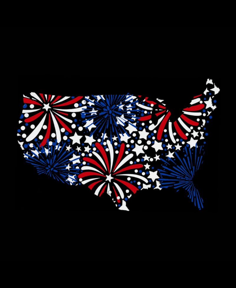 Women's USA Fireworks Word Art Flowy T-Shirt