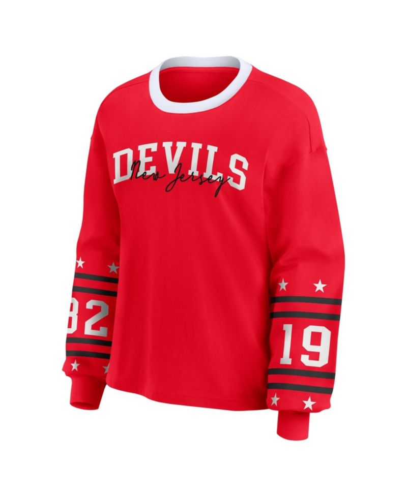 Women's Red New Jersey Devils Long-Sleeve Sport T-Shirt