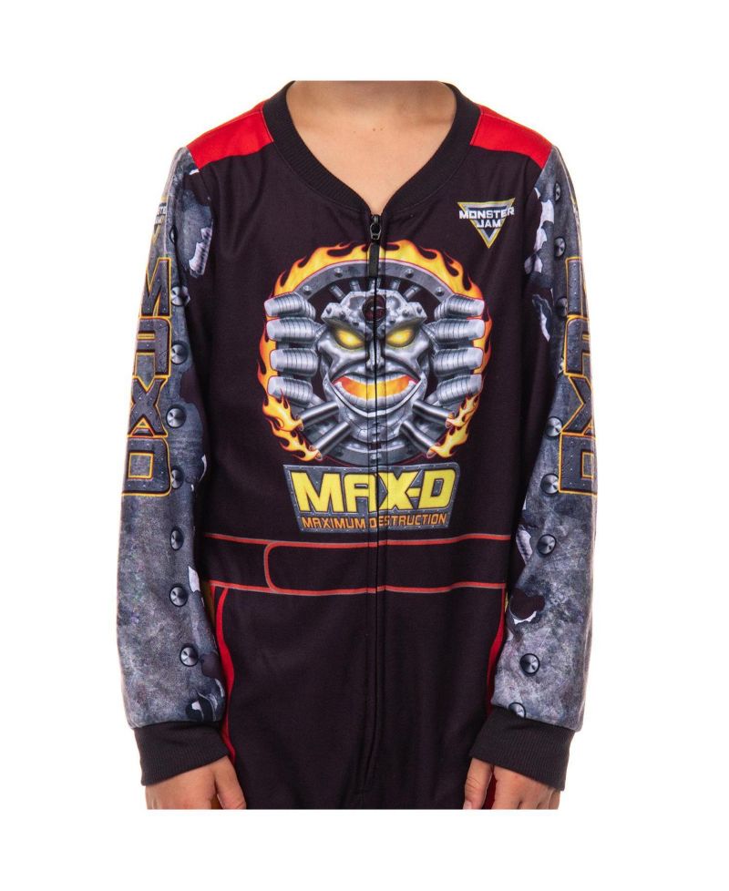 Big Boys (4-16) Union Suit Fleece Maximum Destruction Monster Truck One Piece Pajamas