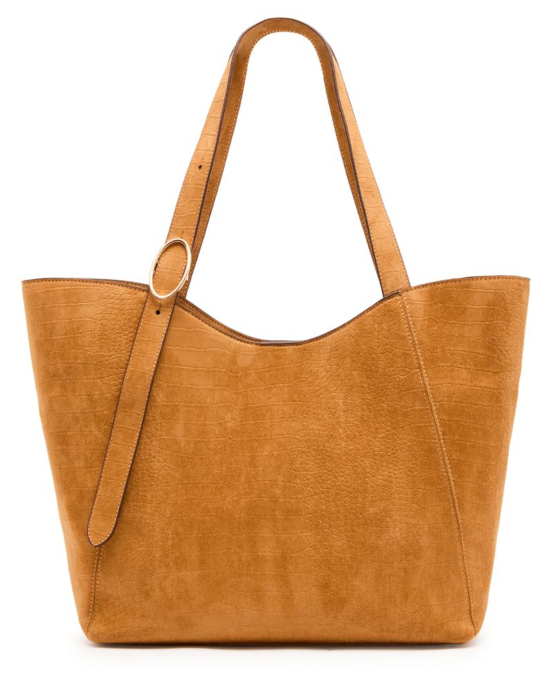 Faux Suede Croc Emboss Extra-Large Tote Handbag