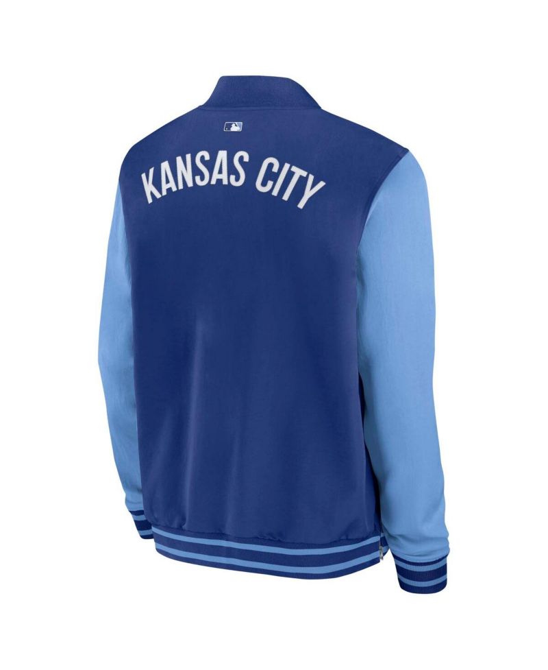 Men's Royal/Light Blue Kansas City Royals Authentic Collection Dugout Full-Zip Bomber Jacket