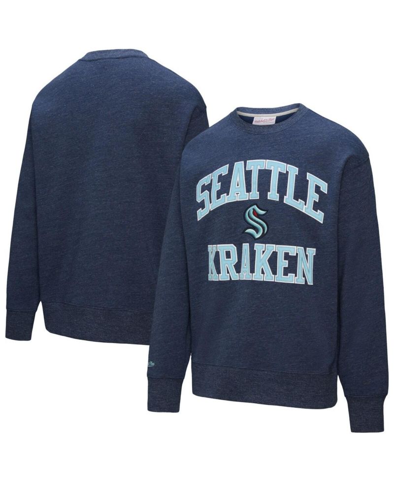 Men's Navy Seattle Kraken Playoff Win Fleece Pullover Sweatshirt