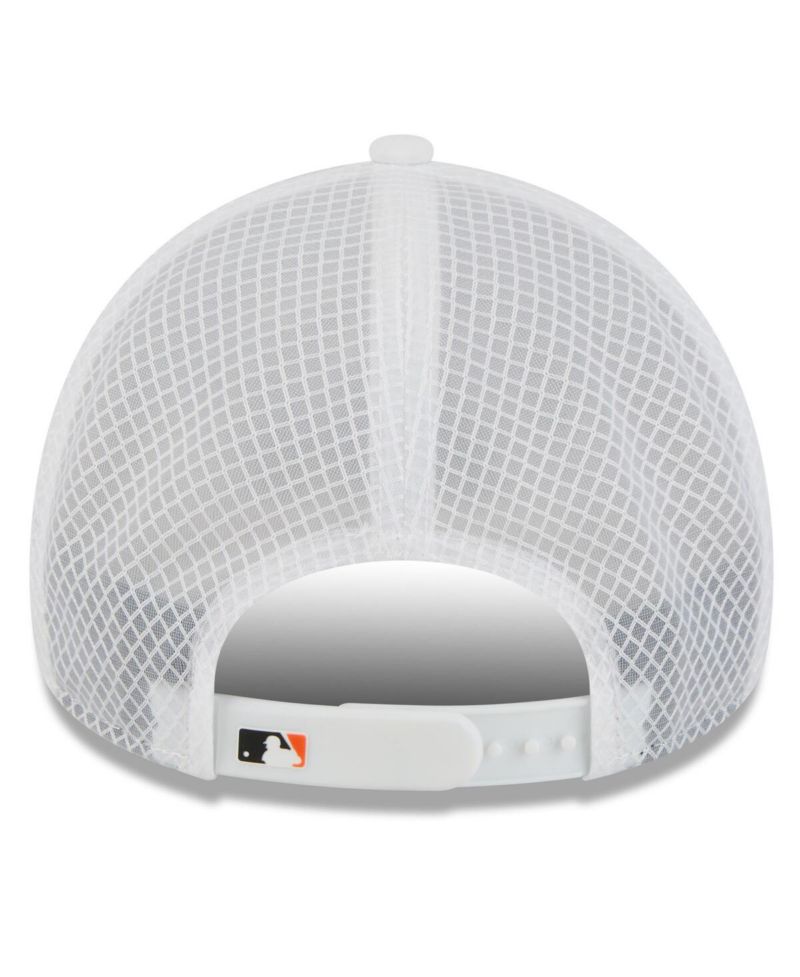 Men's White Baltimore Orioles 2026 Batting Practice Apex 9FORTY Adjustable Trucker Hat