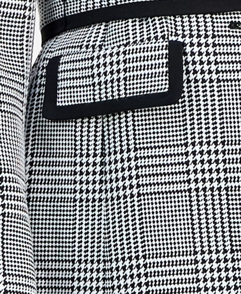 Women's Framed Plaid Belted Wide-Leg 2 Piece Pantsuit, Regular & Petite