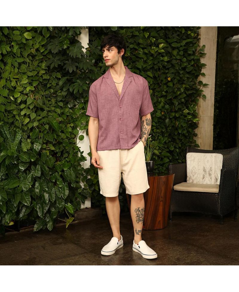 Men's Brick Red Heathered Korean Oversized Shirt