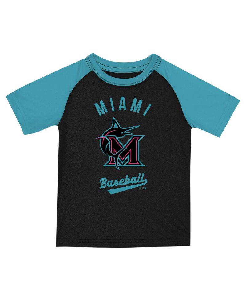 Little Boys and Girls 2-Piece Black/Teal Miami Marlins 2025 City Connect Shirt and Shorts Set