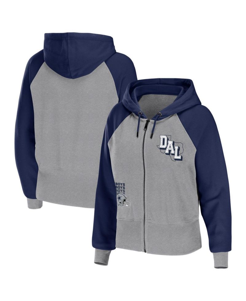 Women's Silver Dallas Cowboys Colorblock Lightweight Full-Zip Hoodie