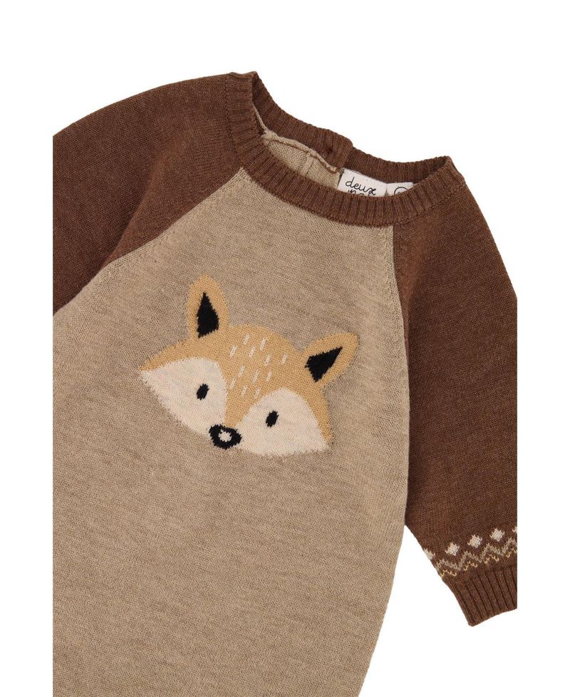 Baby Boys (3M-24M) Knitted Intarsia Cinnamon Romper