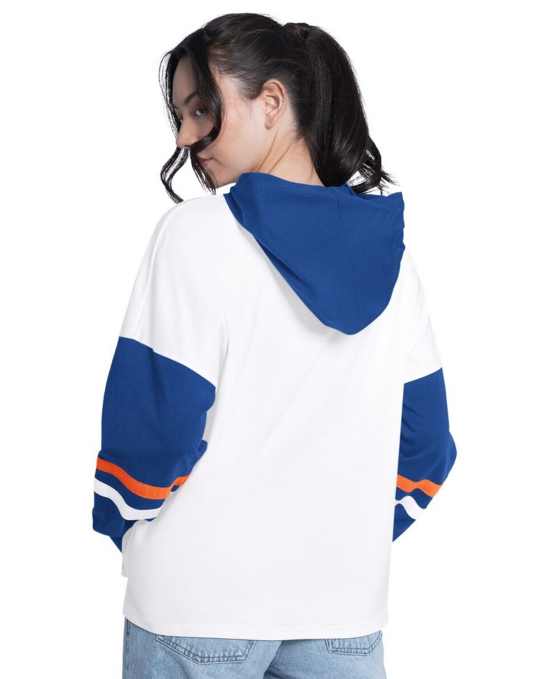 Women's White/Royal New York Mets Key Player Oversized Hooded Long Sleeve T-Shirt