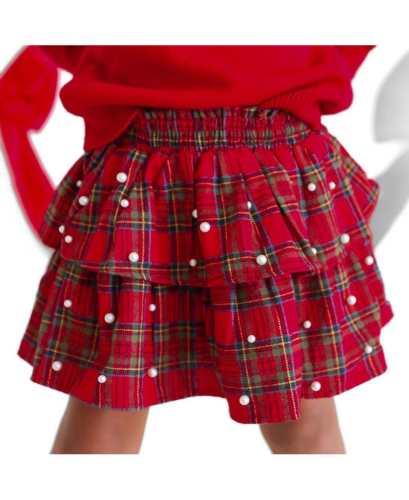 Girls' 4-16 Christmas Tartan Pearl A-Line Skirt