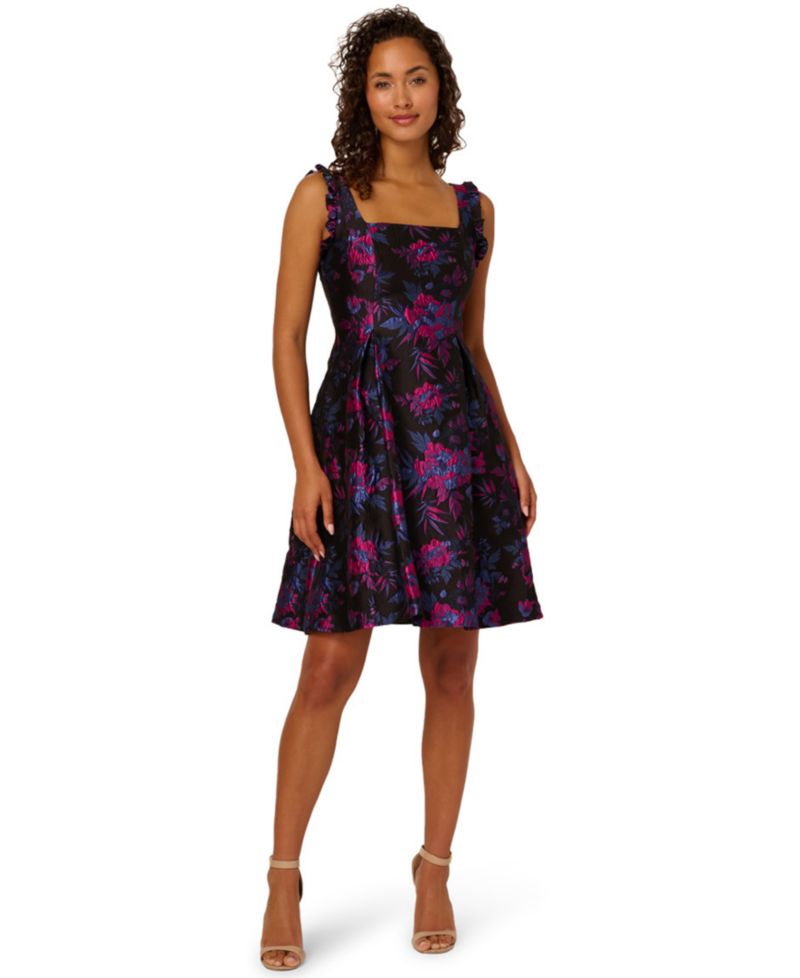 Women's Square Neck Ruffle Sleeve Dress