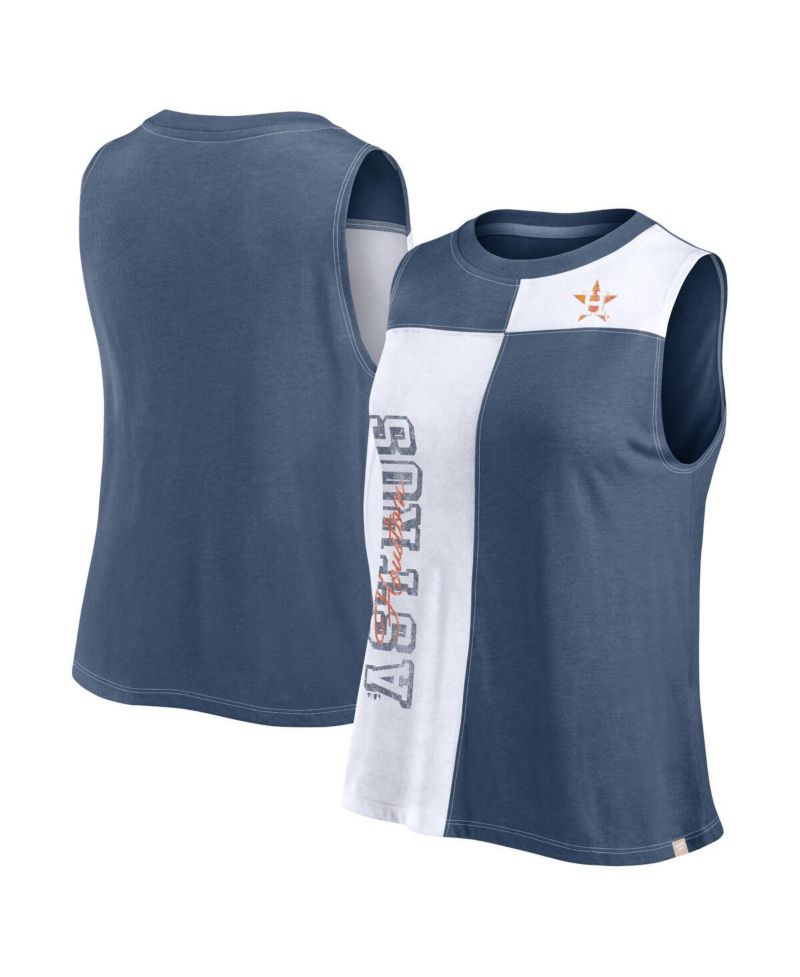 Women's Navy/White Houston Astros Color-Block Tank Top