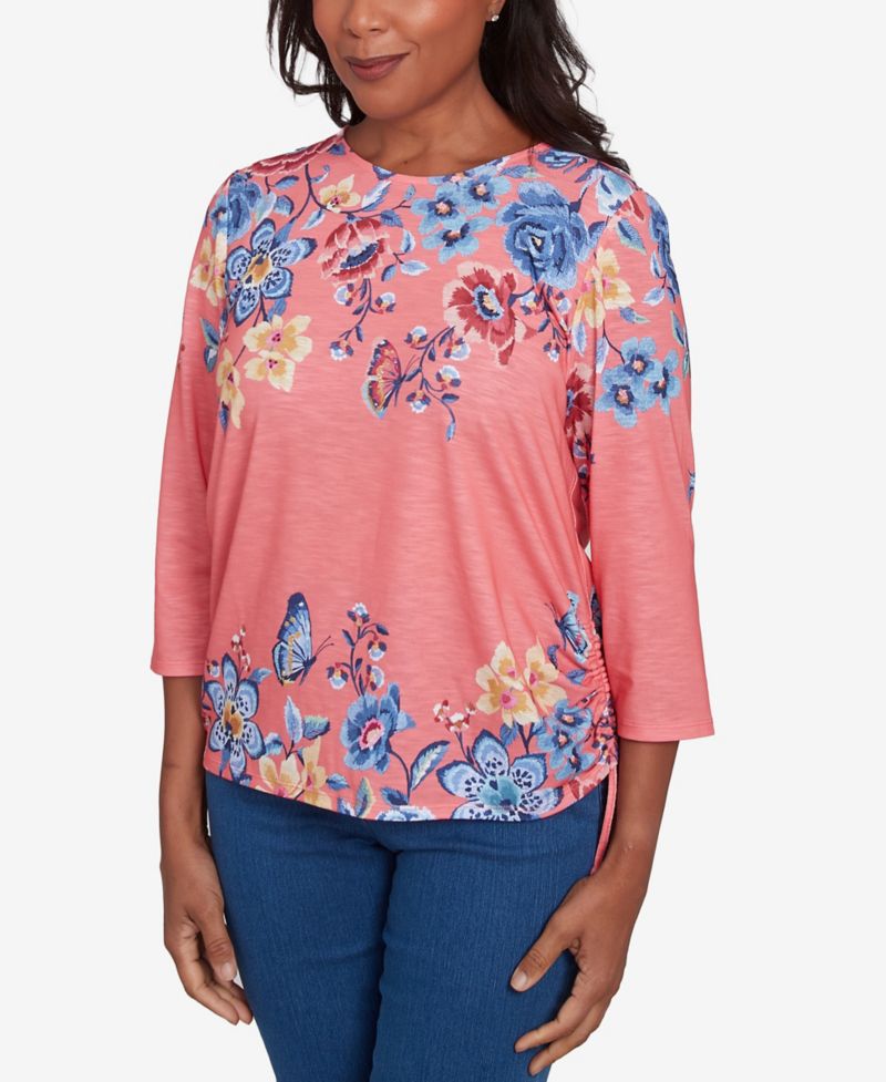 Women's Free Spirit Showstopping Crew Neck Floral Knit Top