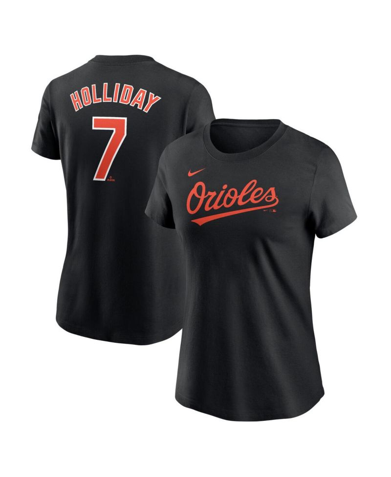 Women's Jackson Holliday Black Baltimore Orioles Fuse Name & Number T-Shirt