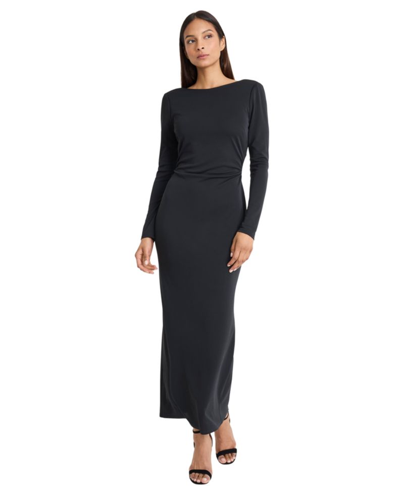 Women's Boat Neck Long-Sleeve Maxi Dress