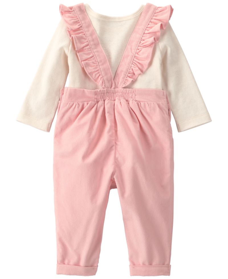 Baby Girls' Crewneck T-Shirt and Heart Corduroy Overall, 2-Piece Set