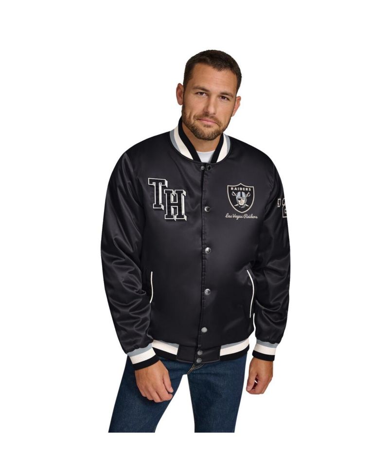 Men's Black Las Vegas Raiders Dante Full-Snap Satin Jacket