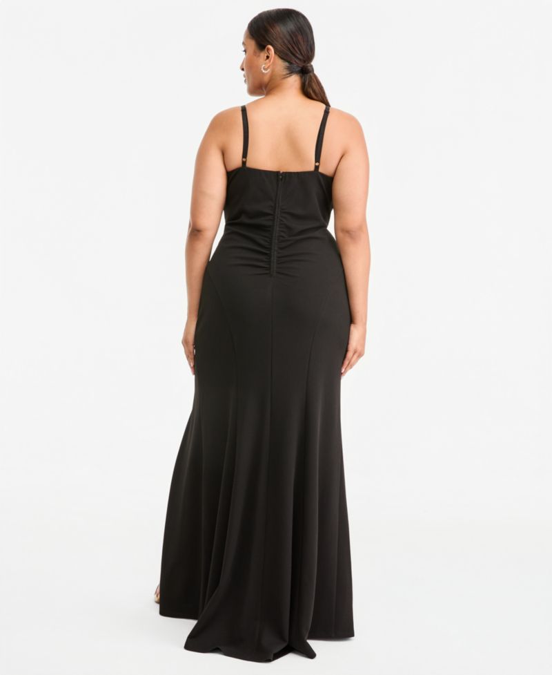 Plus Size Scuba Body-Con Sequined Embroidery Gown