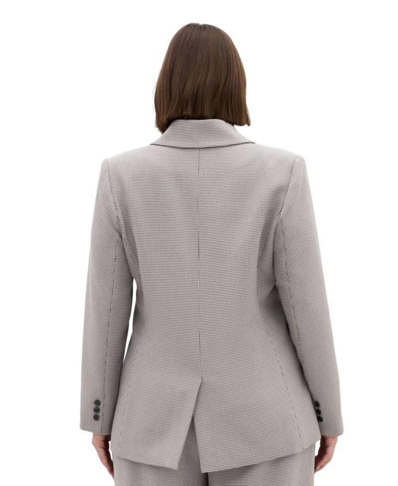 Plus Size Hailey Check Double-Breasted Houndstooth Blazer