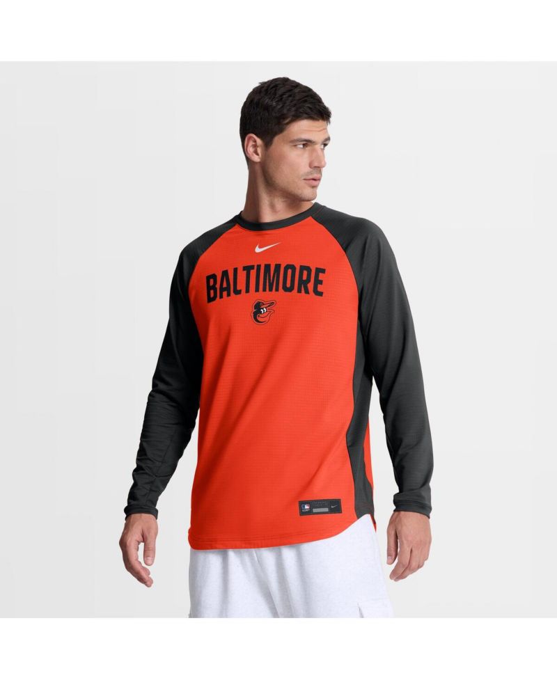 Men's Orange Baltimore Orioles Authentic Collection Raglan Dri-FIT Sweatshirt