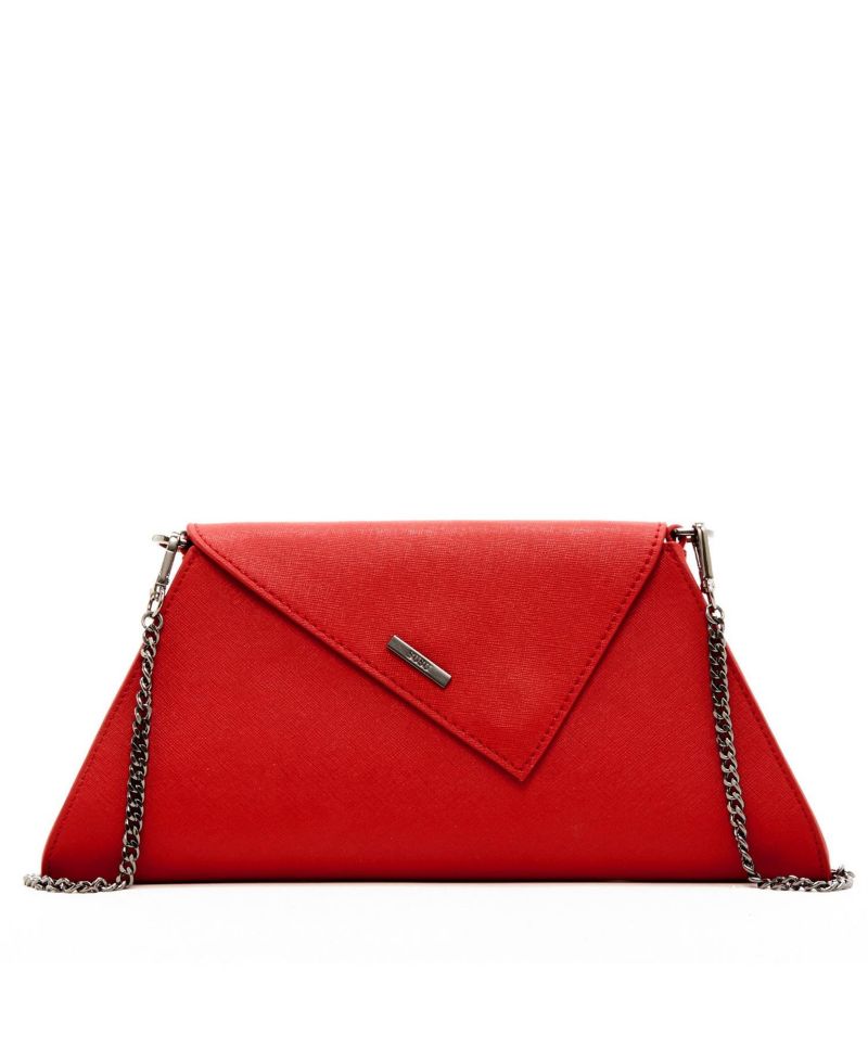 Red Clutch Bag Saffiano Leather Clutch Purse Crossbody Evening Purse Unique Women's Red Handbag