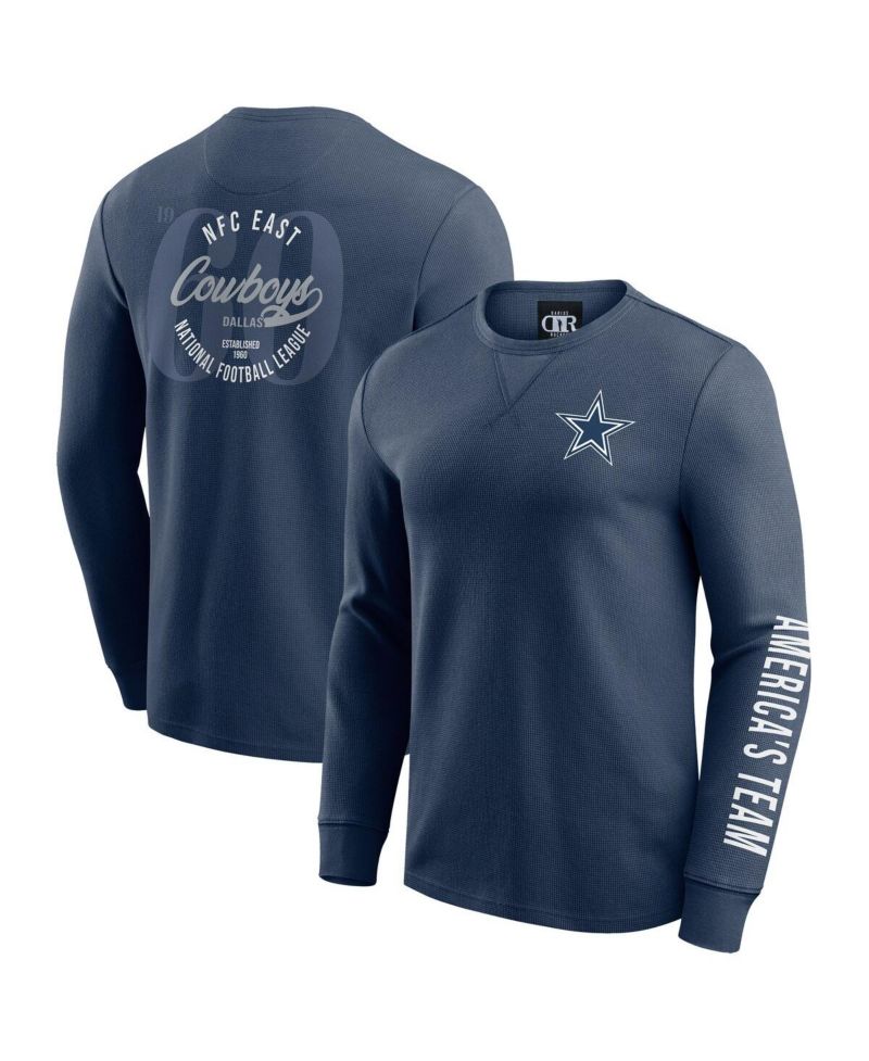 Men's Navy Dallas Cowboys Washed Waffle-Knit Long Sleeve T-Shirt