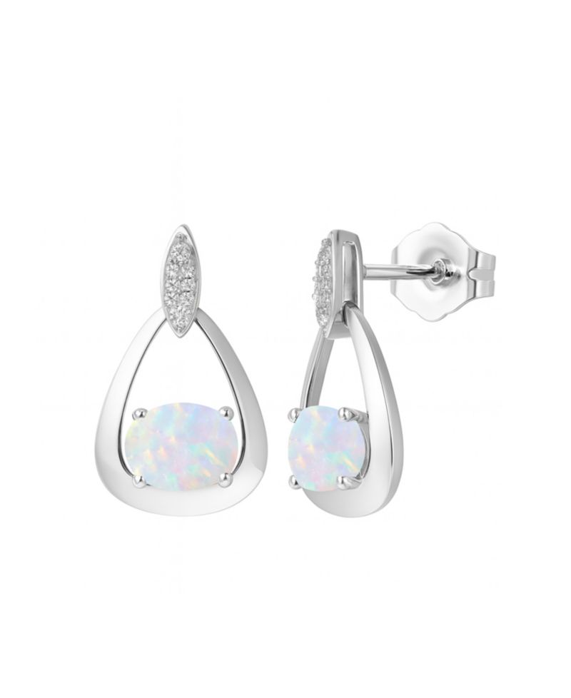 2-Pc. Lab-grown Ruby (3.5 ct. t.w.) and Lab-Grown White Sapphire (0.03 ct. t.w.) Earrings And Pendant Set in Sterling Silver (Also Available in Opal, Amethyst, Sapphire and Blue Topaz)
