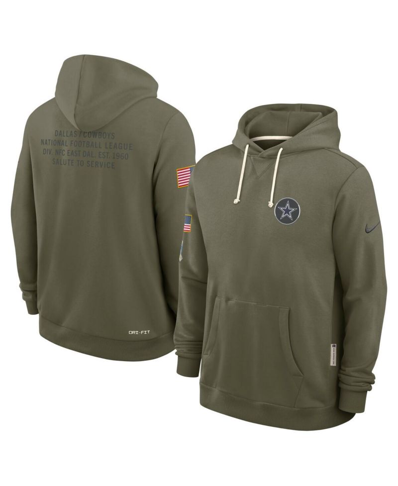 Men's Olive Dallas Cowboys 2025 Salute to Service Sideline Standard Issue Dri-FIT Hoodie