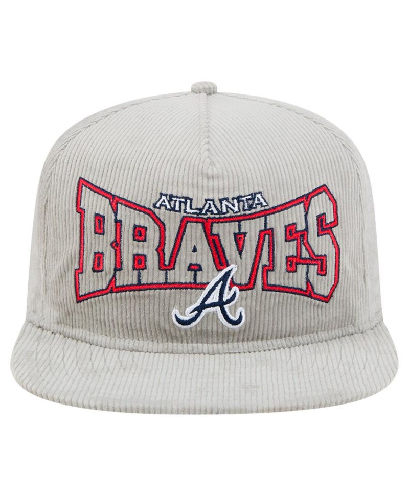 Men's Gray Atlanta Braves Corduroy Golfer Snapback Hat