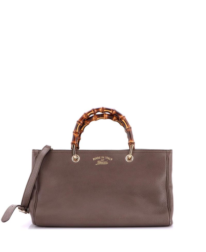 Medium Bamboo Shopper Tote Leather