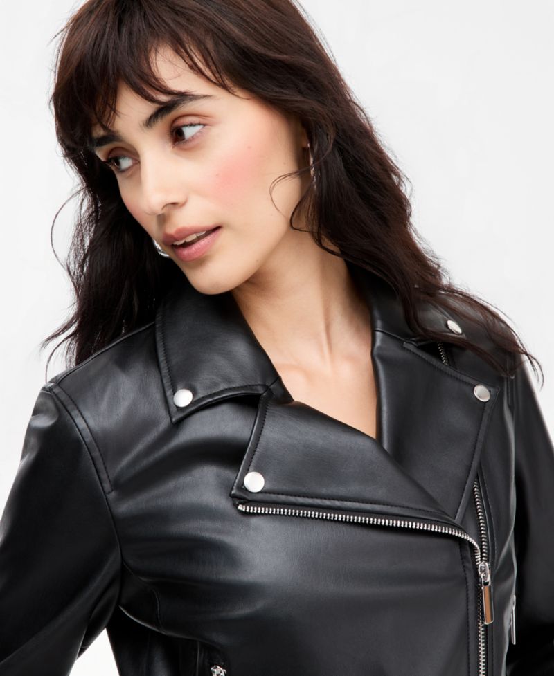 Women's Faux-Leather Moto Jacket