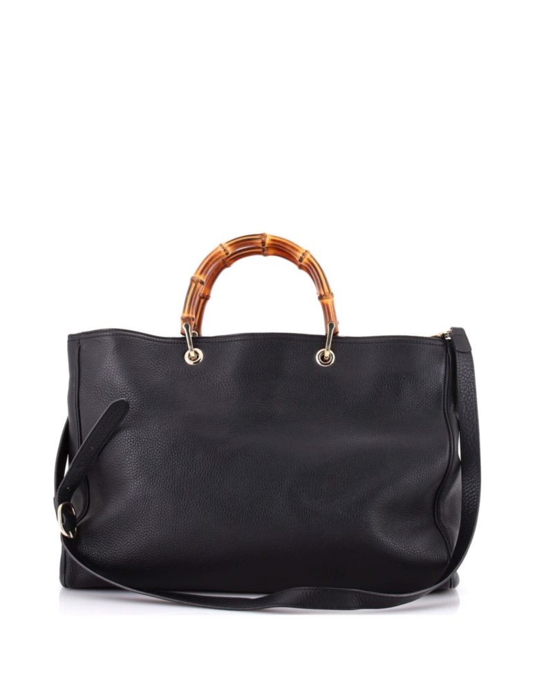 Large Bamboo Shopper Tote Leather