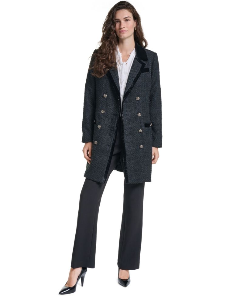 Women's Double-Breasted Tweed Texture Jacket