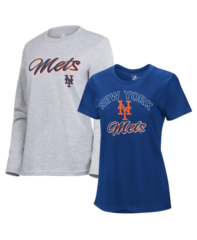 Women's Royal/Heather Gray New York Mets Short-Sleeve and Long-Sleeve T-Shirt Combo Pack