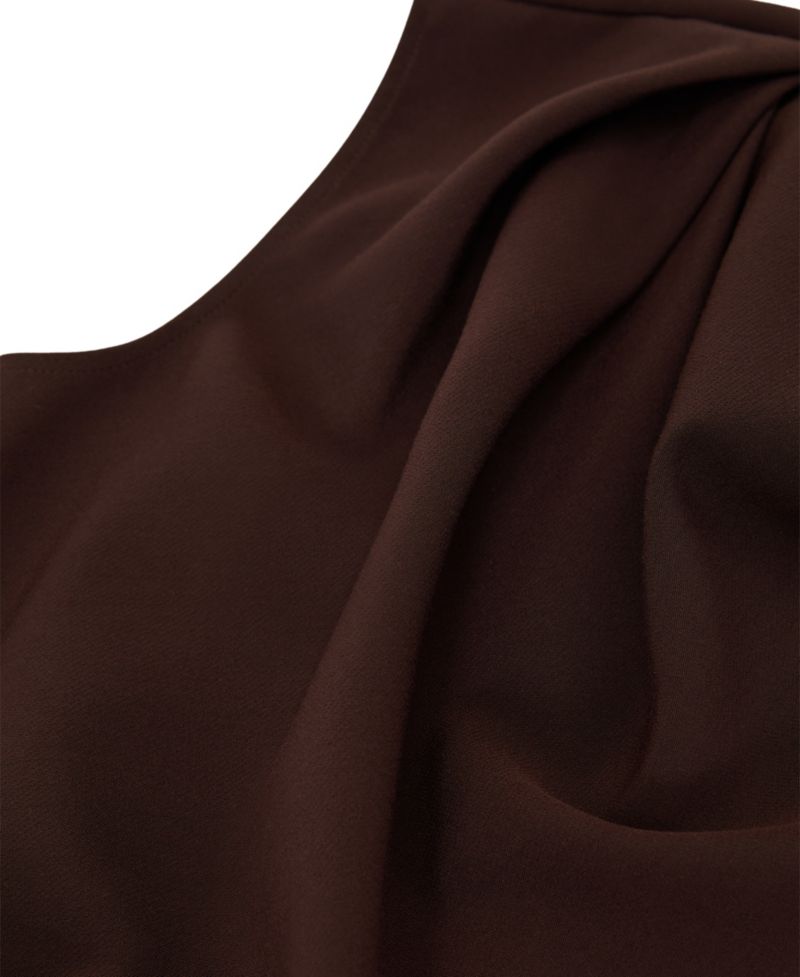Women's Camilla Cowl Neck Asymmetric Hem Gathered-Detail Midi Dress
