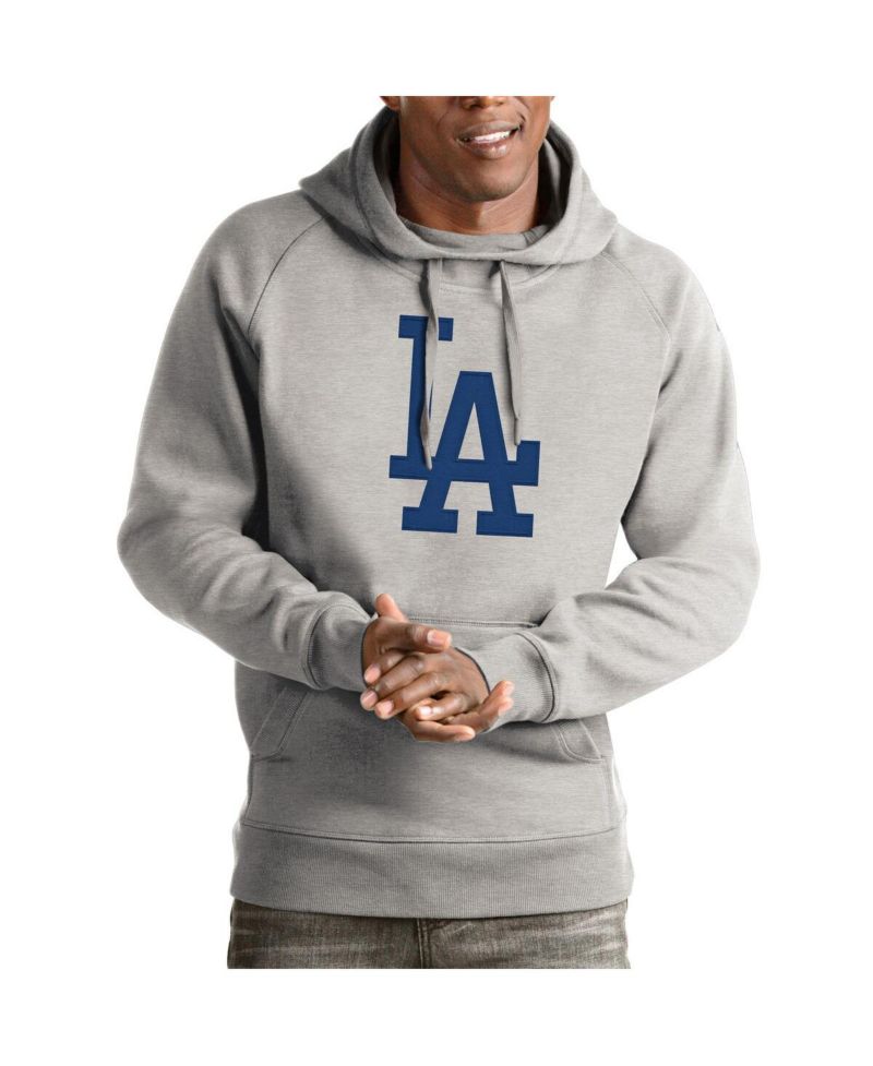 Men's Heathered Gray Los Angeles Dodgers Victory Pullover Hoodie