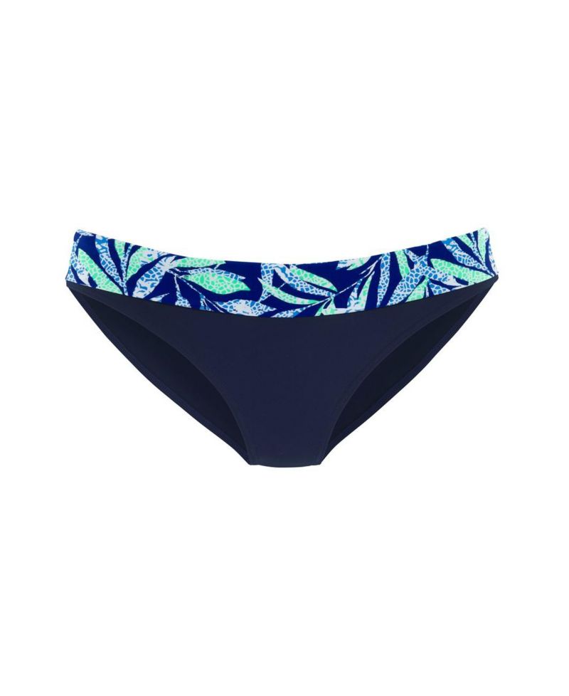 Women's Tropical Print Fold Over Bikini Mid-Rise Swim Bottom