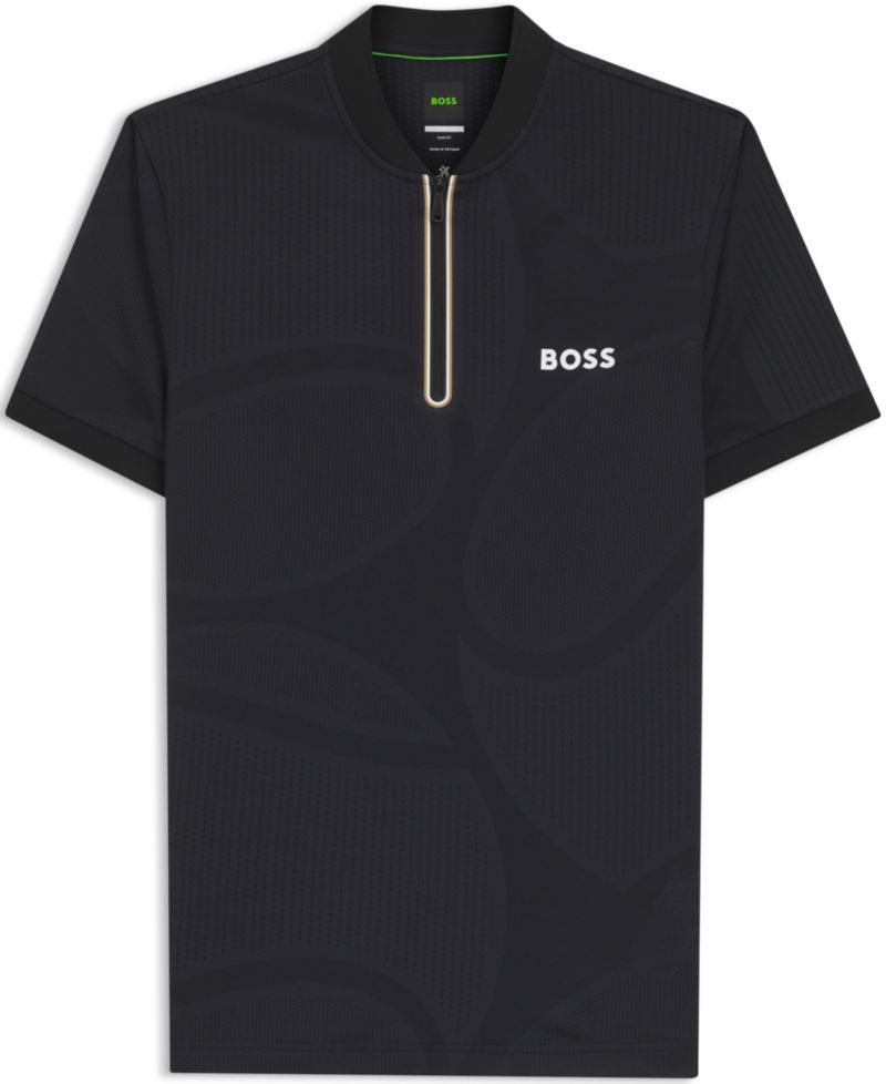 Men's Moisture Management Zip-Neck Slim-Fit Polo Shirt