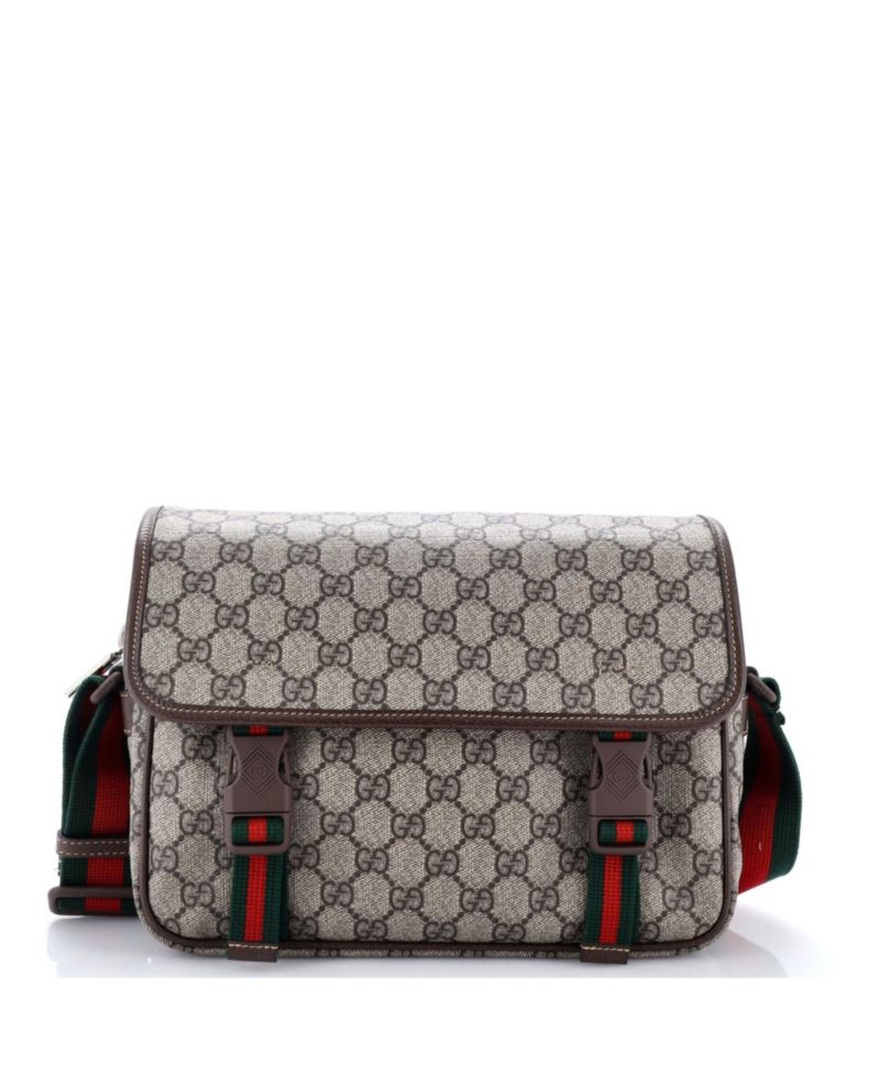 Small Web Buckle Messenger Bag GG Coated Canvas