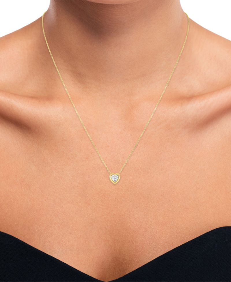 Lab-Grown Diamond Heart Bezel Necklace (1/3 ct. t.w.) in 10k Yellow Gold