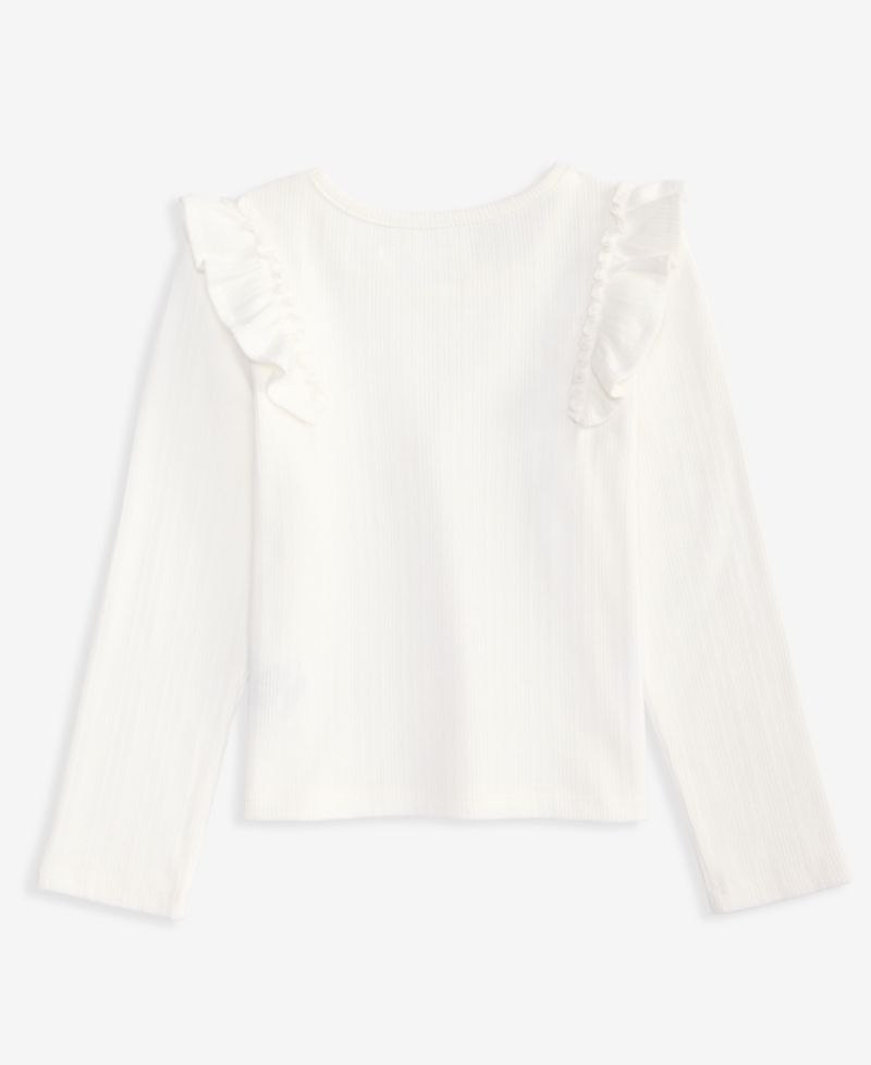 Toddler Girls' 12M-5T Long-Sleeve Ribbed Ruffled Top
