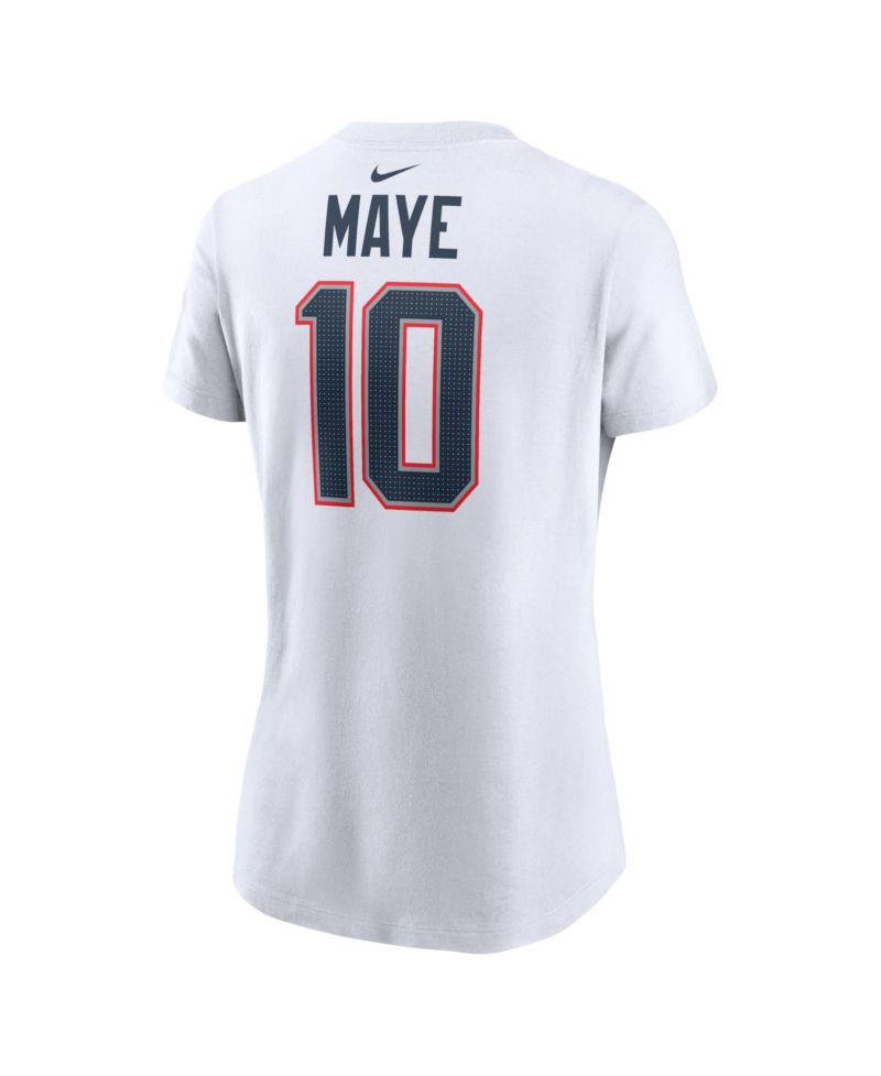 Women's Drake Maye White New England Patriots Player Name & Number T-Shirt